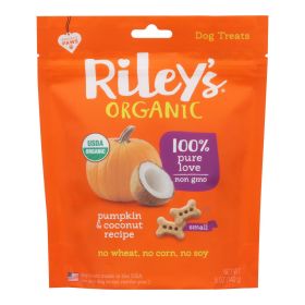 Riley's Organics Organic Dog Treats, Pumpkin & Coconut Recipe, Small - Case of 6 - 5 OZ