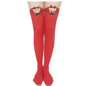 Christmas Striped Socks With Cute Accessories (Option: Red Elk -Average Size)