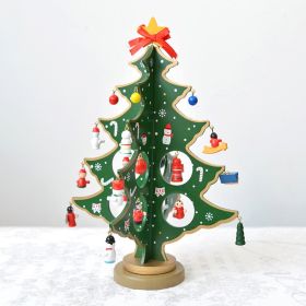 Combination Three-dimensional Pendant Villain Wooden Christmas Tree Ornament (Option: Green Two leaves tree-29cm)