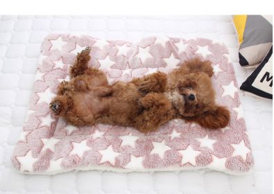 Cat dog sleeping mat warm thickened Sleeping pad blanket;  dog house warm mattress pet cushion (colour: Pink lamb)