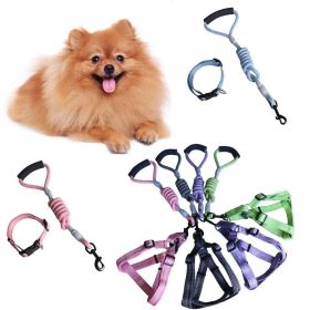 1 Set Pet Supplies Pet Chest and Back Cover Linen Plain Handle Round Rope Explosion-proof Punch Adjustable Traction Rope (Color: green)