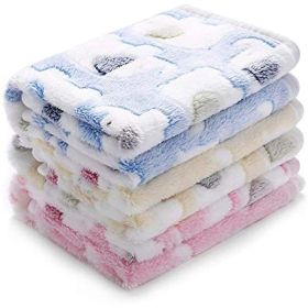 1 Pack 2 Blankets Super Soft Fluffy Premium Cute Elephant Pattern Pet Blanket Flannel Throw for Dog Puppy Cat (Color: pink)