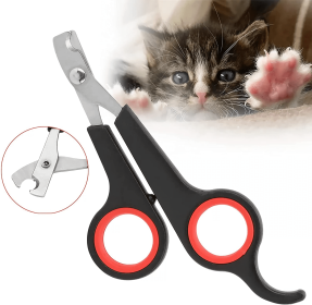 2 pcs pet Nail Clipper for All Small Animals; Dogs; Cats etc. dog Nail Clipper (Color: Pink+black)