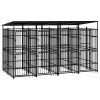 Outdoor Dog Kennel with Roof Steel 79.3 ftÂ²