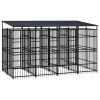 Outdoor Dog Kennel with Roof Steel 79.3 ftÂ²